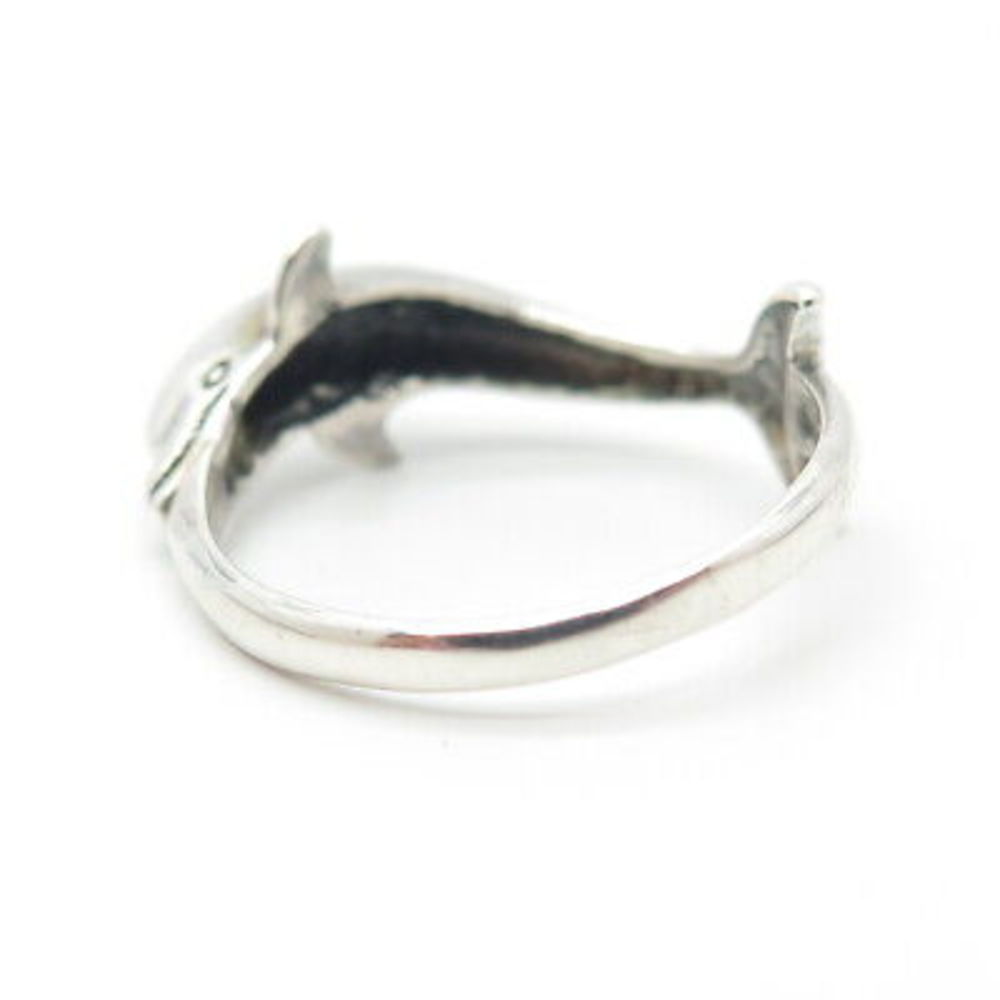 925 Sterling Silver Vintage Silver Cloud Friendly Dolphin Ring Size 7 - Picture 5 of 8